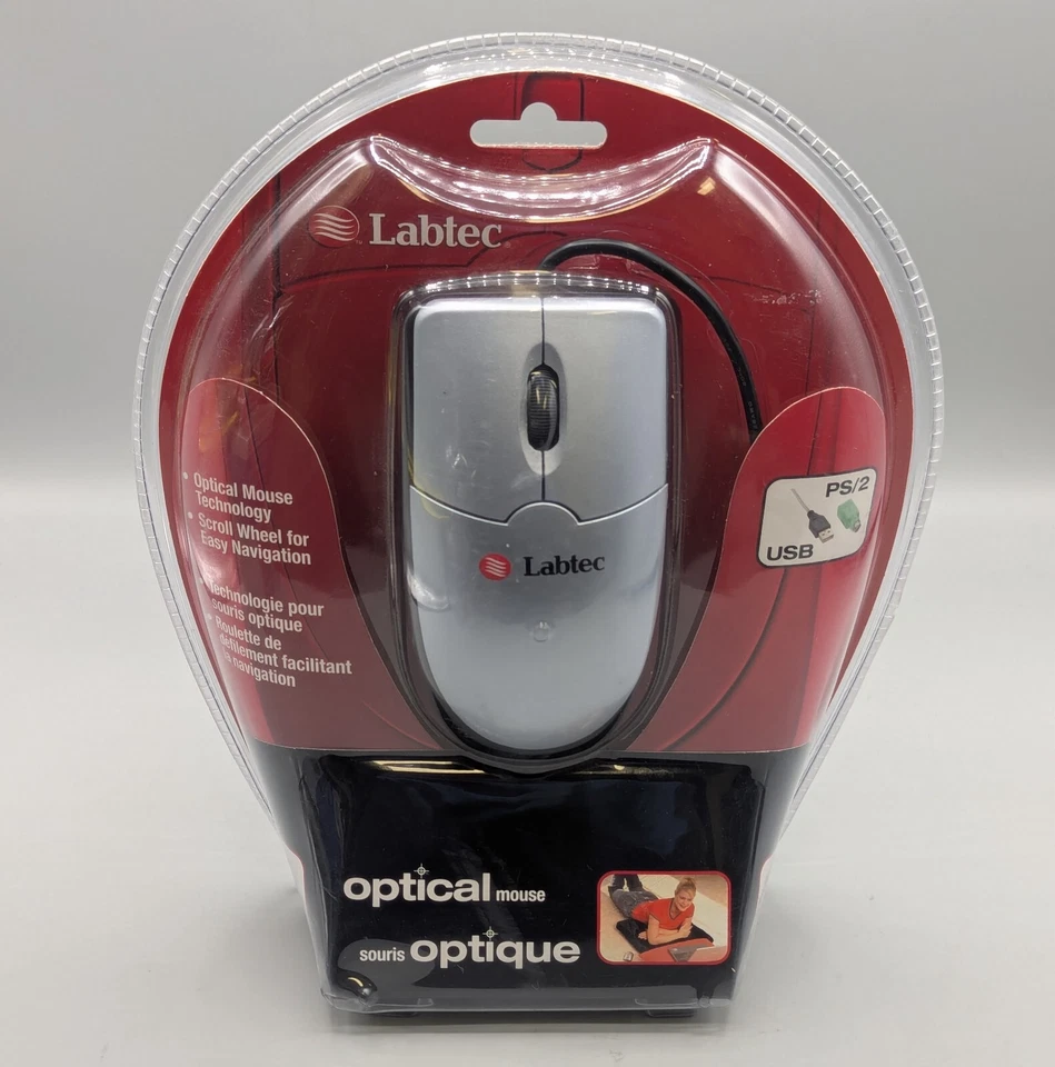 New Labtec 911530-0403 Optical Mouse PS/2 & USB Wired Sealed - Image 1 of 4