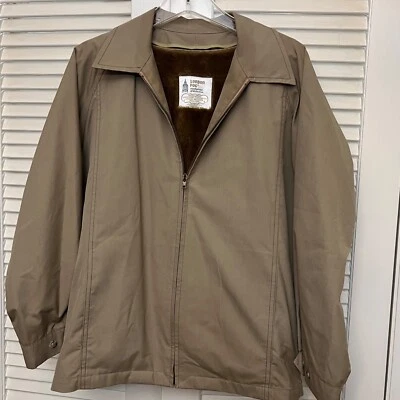 Jaqueta masculina vintage London Fog Harrington 38 marrom regular forrada de pele sintética com zíper - Imagem 1 de 4
