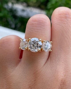 4.30 TCW Carats Round Certified VVS Lab Grown Diamond Ring 10k Gold - Picture 1 of 5