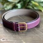 Bally Vintage Burgundy Leather Belt W/ Solid Brass Buckle Mens Size 38 In / 95Cm