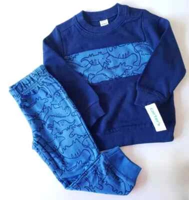 Carter's Baby Boy Blue 2 Piece Long Sleeve Dino Top & Jogger Set - 9m, 12m, 18m