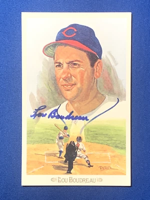 Lou Boudreau Autographed Perez Steele Celebration Postcard Cleveland Guardians - Image 1 of 2
