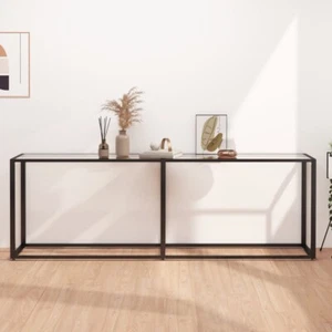 vidaXL Console Table Transparent 220x35x75.5cm Tempered Glass - Picture 1 of 7