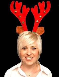 Reindeer Antlers With Bells Headband - One Size - Christmas Dress Up (DP52) - Picture 1 of 1