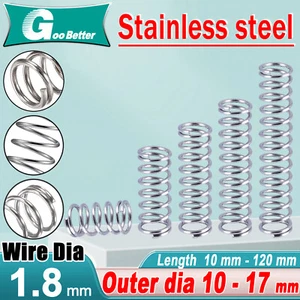1,8 mm A2 Edelstahl Feder Druckfedern Außendurchmesser: 10-17 mm L10-120 mm - Bild 1 von 26
