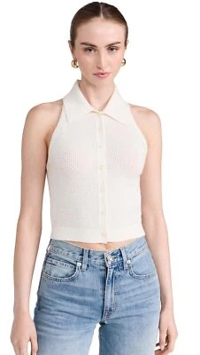 alice + olivia Women's Miles Collared Tank, Soft White Size M 307194 - Изображение 1 из 4