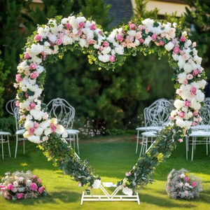 Heavy Duty Heart Wedding Arch Dual Support Flower Balloon Backdrop Stand Decor - Picture 1 of 14