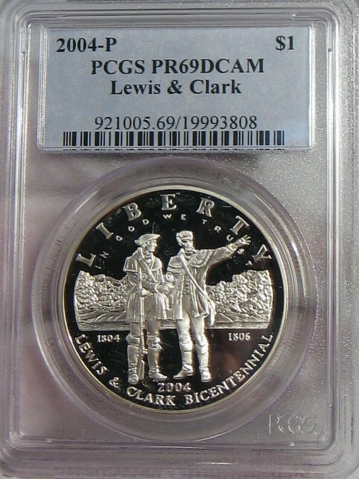 Deep Cameo Proof 2004-P Lewis & Clark Silver US Commem Dollar PCGS PR69 DCAM - Image 1 of 4