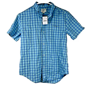 Crewcuts Boys Size 12 Blue Plaid Short Sleeve Collared Shirt, New, 100% Cotton - Picture 1 of 9