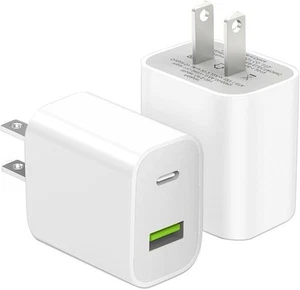 2 Pack USB C Charger Block, Dual Port Type C Wall Fast Charging White - Picture 1 of 7