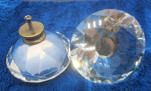 Set Of 2 Vintage Clear Glass Crystal Cabinet Knobs Dresser Drawer Pulls  X-Large - Picture 1 of 12