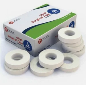 24 Cloth Surgical Tape Rolls 1/2x10 yards White Hypoallergenic Dynarex IV 3561 - Picture 1 of 1