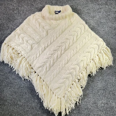 Poncho Polo Ralph Lauren tejido con cable XS/S beige lana de alpaca flecos tejido a mano Foto 1 de 4