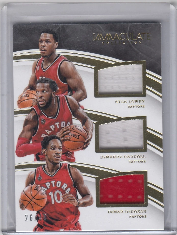2013-14 Kyle Lowry DeRozan Carroll Immaculate TRIPLE JERSEY /49 - TOR Raptors - Image 1 of 1