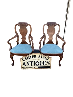 64506   Pair Burled  Mahogany Armchairs  Chair s - Image 1 of 4