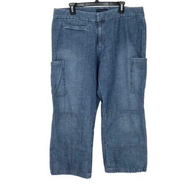 Pantalones de mezclilla Banana Republic para mujer 16 azul algodón cargo puños cortos holgados Foto 1 de 4