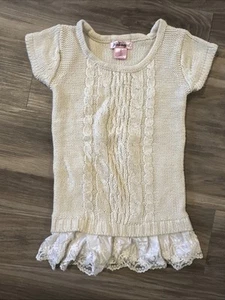 Pink Angel Girls Small 7/8 Cream Sweater Top - Picture 1 of 4