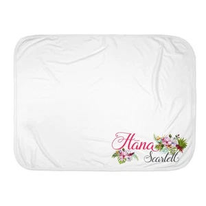 Baby Girl Personalized Custom Hot Pink Hibiscus Receiving Blanket - Picture 1 of 12
