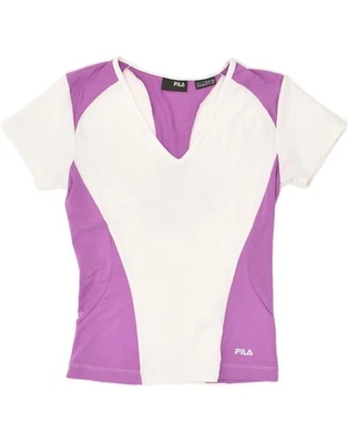 Camiseta Top FILA Mujer Reino Unido 10 Pequeña Púrpura Bloque de Color Poliéster BI54 Foto 1 de 4