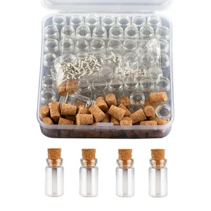 50 Piezas Mini Botellas de Vidrio con Corcho, Botellas Decorativas, Fiesta de Cumpleaños, - Imagen 1 de 7