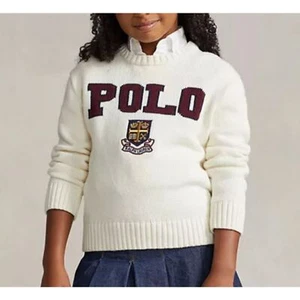 Polo Ralph Lauren Girls' Logo Crest Cotton Sweater - Picture 1 of 5