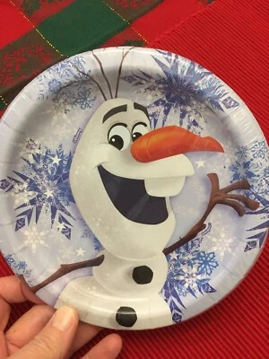 Disney Frozen Muñeco de Nieve Olaf 6 3/4” Platos de Papel Desierto Cumpleaños Escuela Fiesta 8Ct Foto 1 de 2