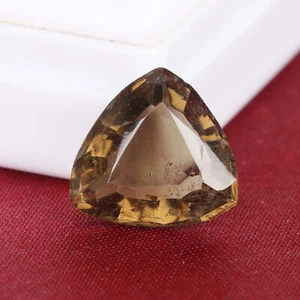 Lab Created Smokey Topaz Gemstone Trillion Cut 15 Carat For Locket - Picture 1 of 7