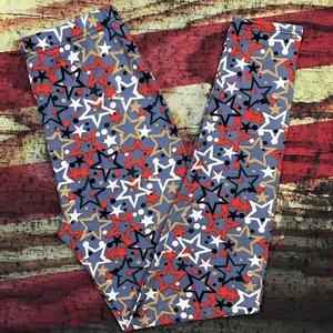 Buttery Soft Americana Patriotic JULY 4th USA Leggings Tall & Curvy XL Star TC - Picture 1 of 3