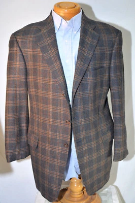 Arnold Brant Charcoal Plaid 44R 3 Button Cashmere Sport Coat Jacket   - Image 1 of 4