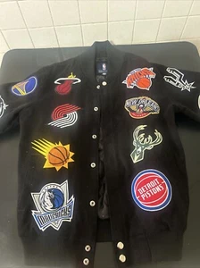 Authentic NBA All Over Team Jacket Black Size Small - Picture 1 of 4