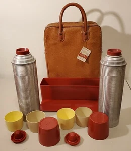 Vintage -Thermos Outing Kit, No.224 - Dual 2484 Quart Thermos, Sandwich Case,Bag - Picture 1 of 12