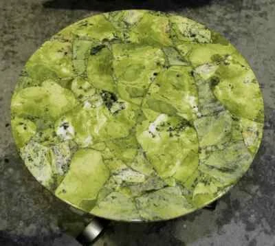 Natural Green jade Stone Round Coffee & Side End Table Top, Handmade Decor Arts - Image 1 of 3