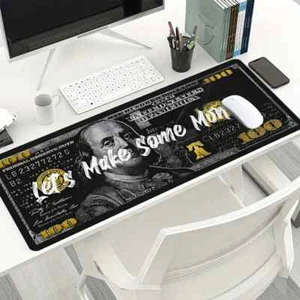 XXL Mauspad Auto 90cmx40cm "Let`s Make Some Money" Rutschfest Dollar Naturlatex - Afbeelding 1 van 8