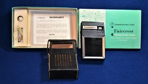 VTG Faircrest 6 Transistor Portable Radio Receiver w/box,case,earphone Japan - Picture 1 of 2