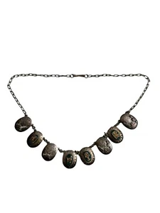 Vintage Aztec Peru Sterling Silver Necklace  - Picture 1 of 5