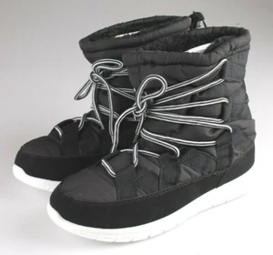 New Rue 21 Ladies Black Lace Up Inner Faux Fur Sneaker Winter/Snow Boots sz 6 7 - Picture 1 of 7
