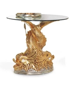 TAVOLINO PESCI IN CERAMICA FOGLIA ORO E ARGENTO CON CRISTALLI SWAROVSKI - Imagen 1 de 1