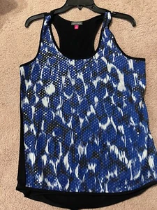 Top de lentejuelas sin mangas VINCE CAMUTO talla S NEGRO/AZUL/BLANCO - Imagen 1 de 4