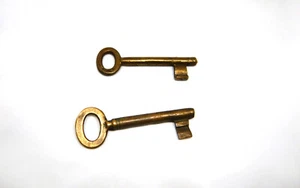 Vintage Skelett Schlüssel Schlüssel 2er Set zweitürig Schloss Metall Messing rustikal - Bild 1 von 4