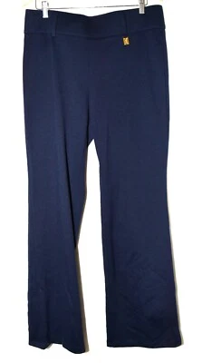 Michael by Michael Kors Navy Blue Flat Front Wide Leg Stretch Pants Women 14 - Image 1 of 4