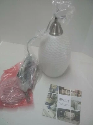 Elk 517-1WS Mulinello 1-Light Pendant in Satin Nickel with White Swirl Glass - Image 1 of 4