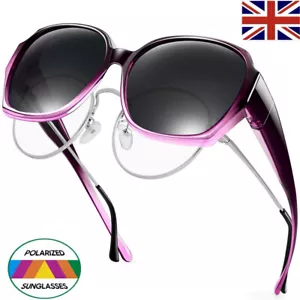 Fit Over Glasses Sunglasses Polarised Womens Trendy Wrap Around Sun Shades Cover - Picture 1 of 12