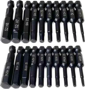 Hex Head Allen Wrench Drill Bit Set (10pc Metric & 10pc SAE), , Upgraded 1/4"... - Afbeelding 1 van 3