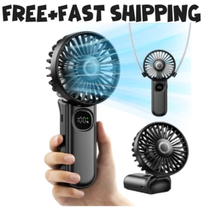 Portable handheld fan, foldable 3000mAh rechargeable battery, with display - Picture 1 of 6