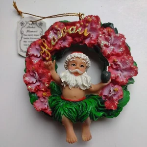 Aloha Hawaii Christmas Ornament Santa w/ coconut drink Collectors Edition - Picture 1 of 7