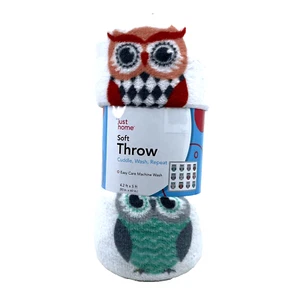Just Home Soft Fleece Throw Blanket 50x60 All Over Owls 50" x 60" - Picture 1 of 6