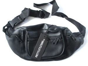 Pretty Little Thing Vegan Leather Bum Bag One-Size Adj. - Black NWT - Picture 1 of 8