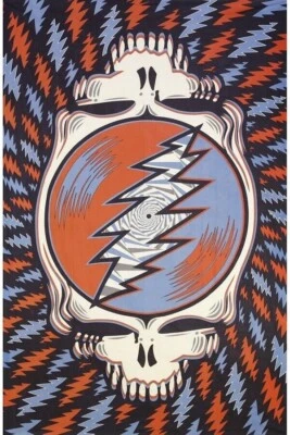 Póster de pared tapiz rojo blanco azul Grateful Dead mini nuevo roba tu cara 30x45 Foto 1 de 2