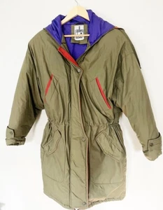 Vintage J.Gallery Duck Down Green Hooded Parka Coat Women’s Size Large Pockets - Picture 1 of 8