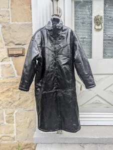 VILANTO Geniune Leather Coat Large Black  Faux Fur Lined REVERSIBLE NWT.  - Picture 1 of 13